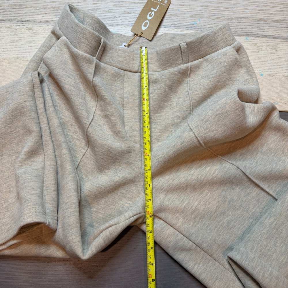 OGL Pants Women Large High-Waisted Straight Leg Pocket Elastic Waist Wool Fleece - Picture 4 of 7